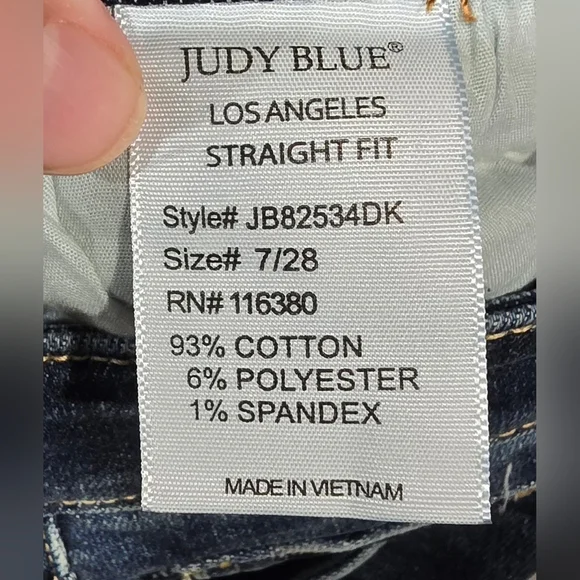 Judy Blue Midrise Straight Leg Distressed Jeans Size 7/28 - Picture 8 of 8